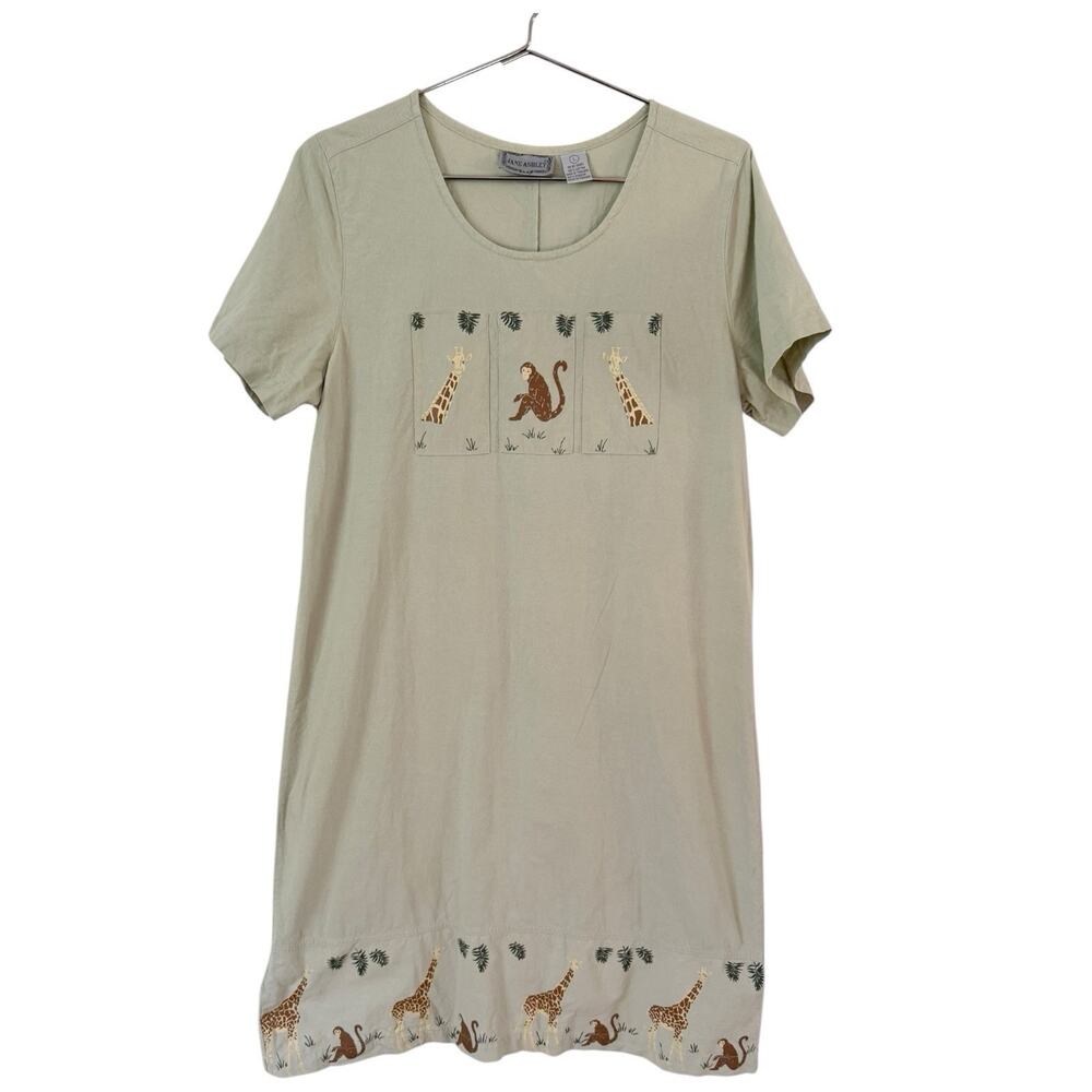 Jane Ashley Vintage 90s Safari Jumper Dress Size Large Light Green - Picture 1 of 6